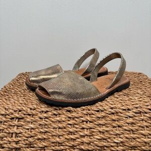 Pons Avarcas Metallic Gold Slingback Sandals Women’s 8 Leather Handmade Spain